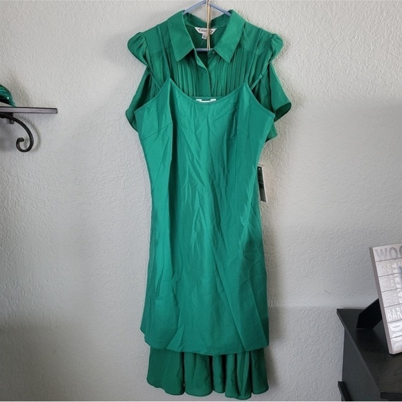 🆕 NANETTE LEPORE Pintuck Short
Sleeves Shamrock Green Dress Size 8 - Picture 11 of 11